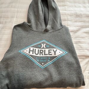 Boys Hurley Gray Hoodie with Blue Accents size large